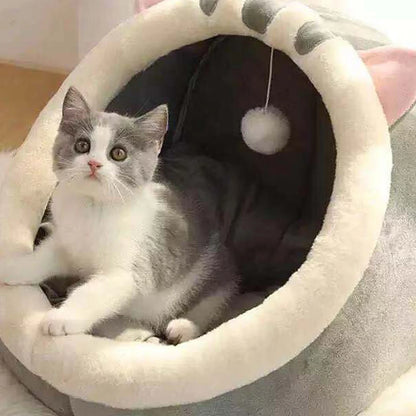 Warm Semi-Closed Cat Nest Bed