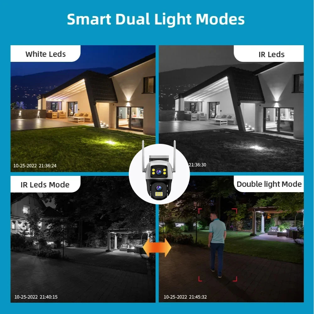 Dual-Lens Dual-Screen WiFi Outdoor PTZ IP Security Camera