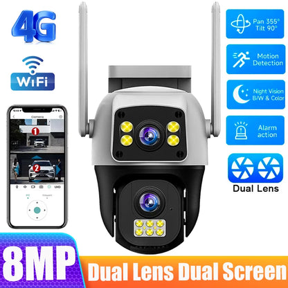 Dual-Lens Dual-Screen WiFi Outdoor PTZ IP Security Camera