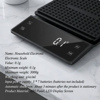 Multifunction 3kg/0.1g Digital Coffee Scale