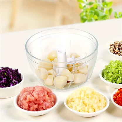 Manual Garlic Chopper & Hand-Pull String Vegetable Cutter