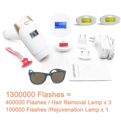 2-in-1 IPL Laser Hair Removal Device with Replaceable Lamp