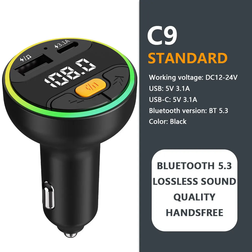Bluetooth 5.4 FM Transmitter Car Kit