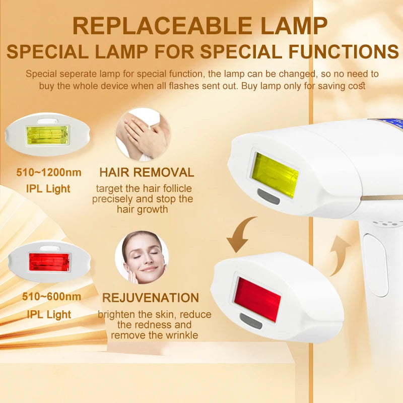 2-in-1 IPL Laser Hair Removal Device with Replaceable Lamp